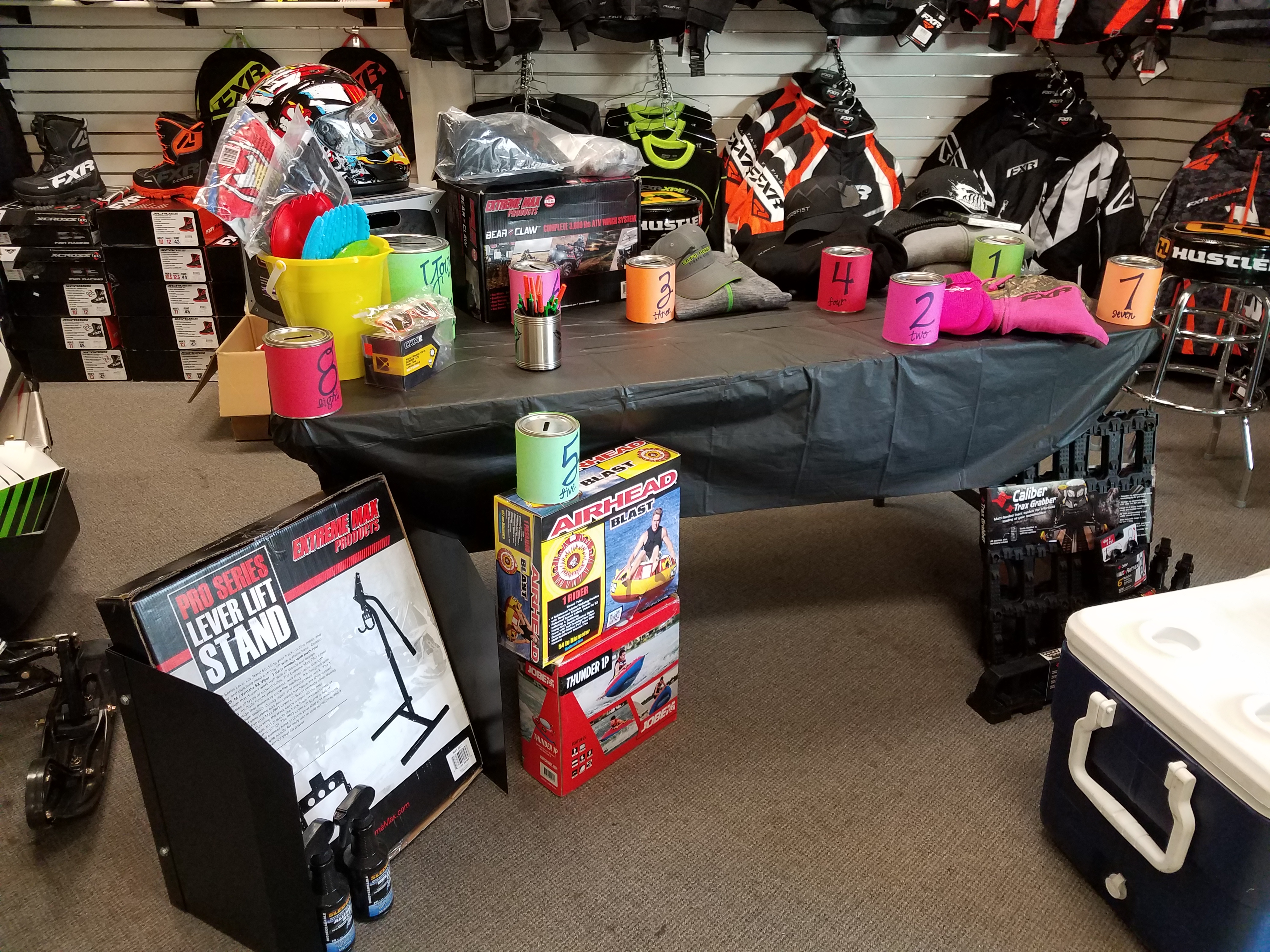 Prize table at the 2017 Lighhouse Motorsports & Marine open house